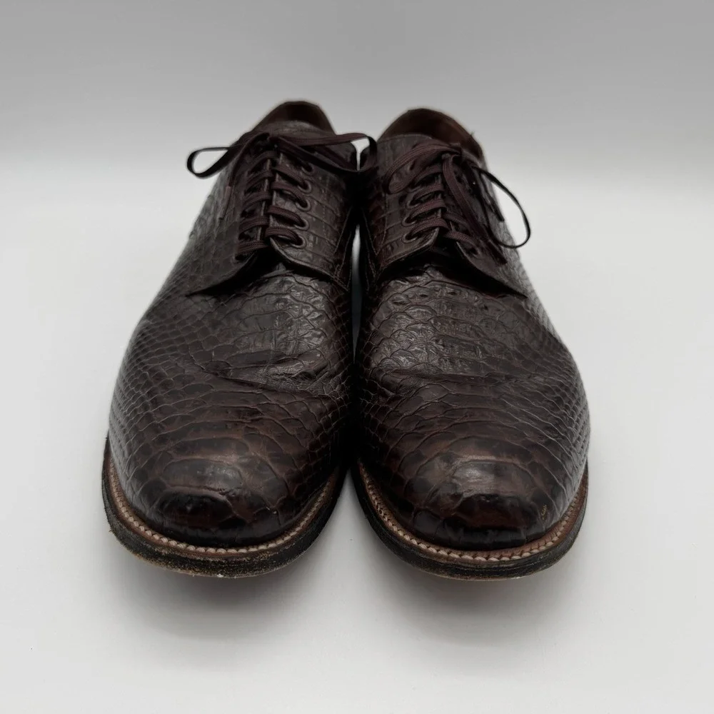 Stacy Adams Madison Anaconda Size 14D Print‎ Leather Mens Shoes Brown Biscuit
